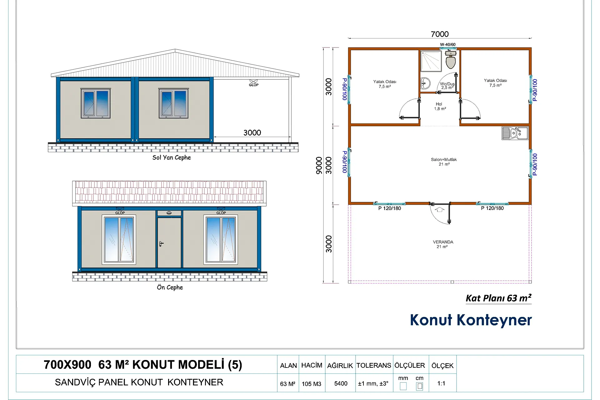 Konut Konteyneri 63 m²