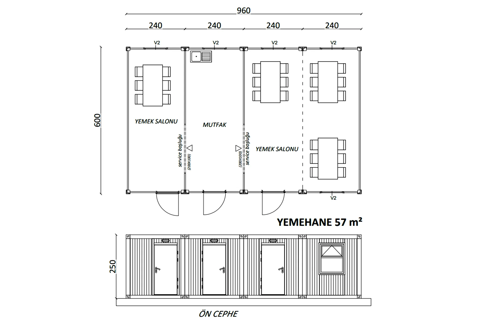 Yemekhane Konteyneri 57 m²