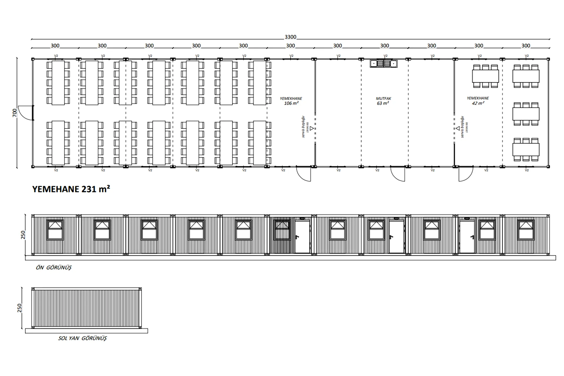 Yemekhane Konteyneri 231 m²