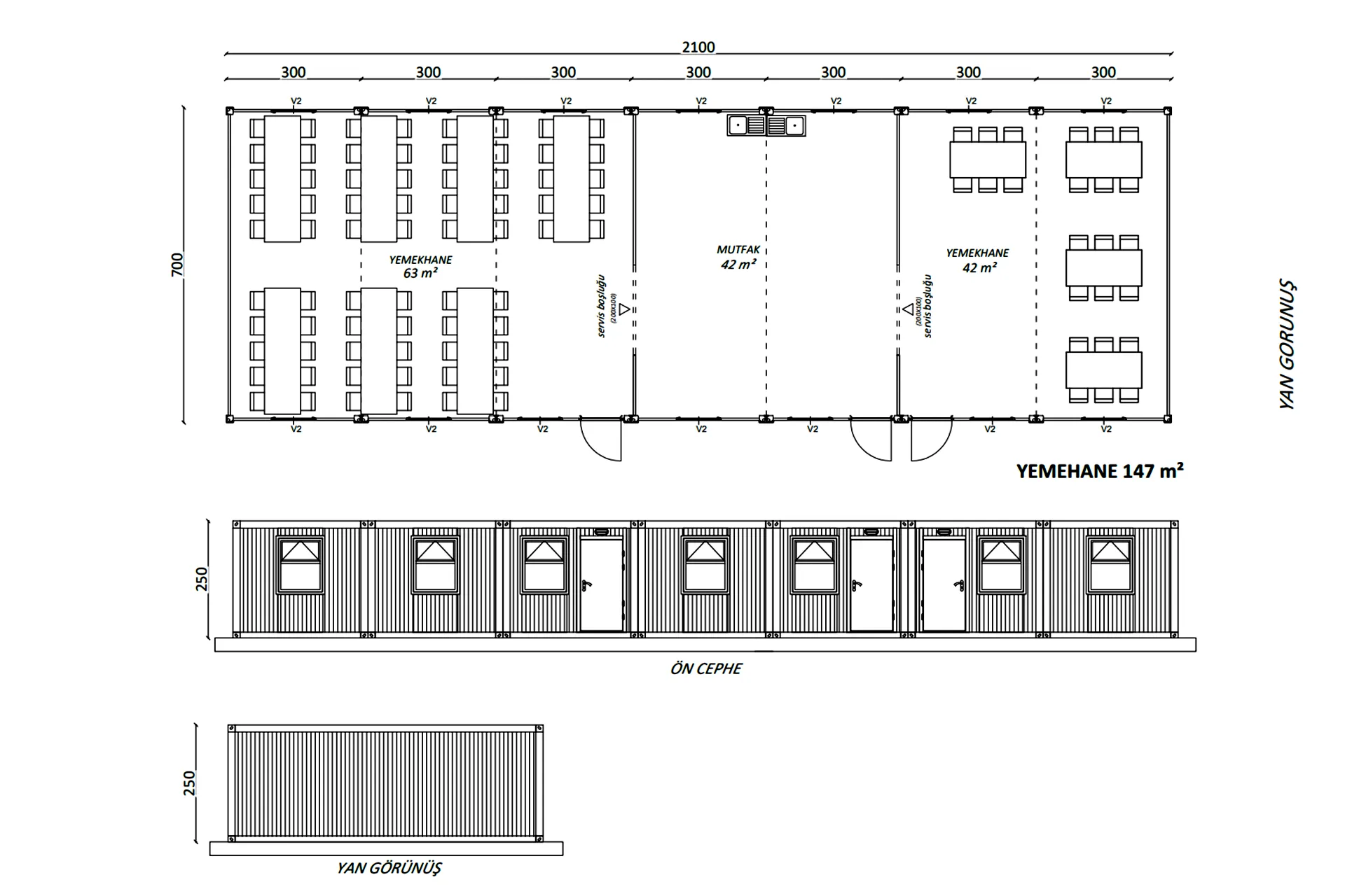 Yemekhane Konteyneri 147 m²