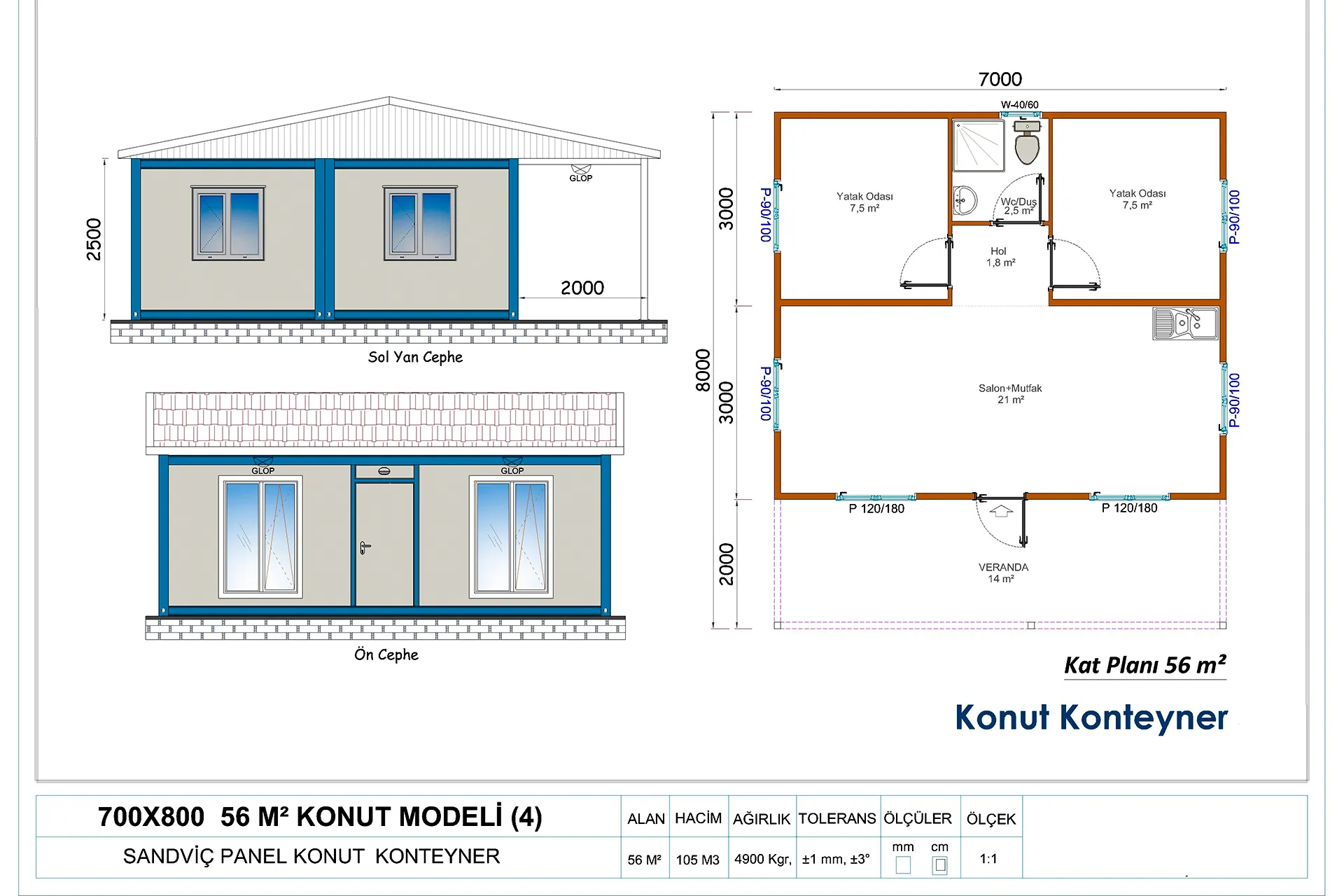 Konut Konteyneri 56 m²