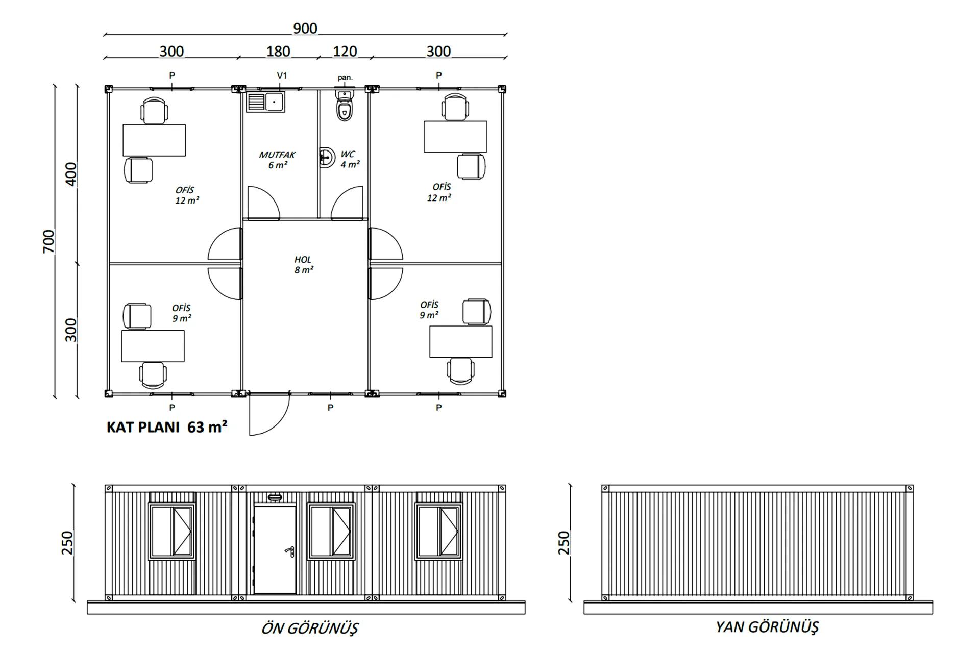 Ofis Konteyneri 63 m²