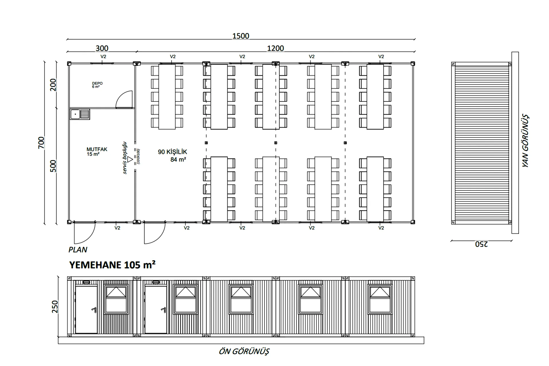 Yemekhane Konteyneri 105 m²